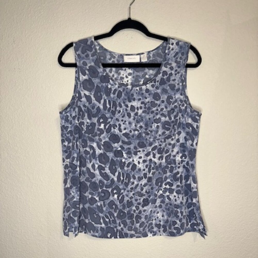 Chico's Sleeveless Pocket Cami Tank Top Gray Animal Cheetah‎ Print Top